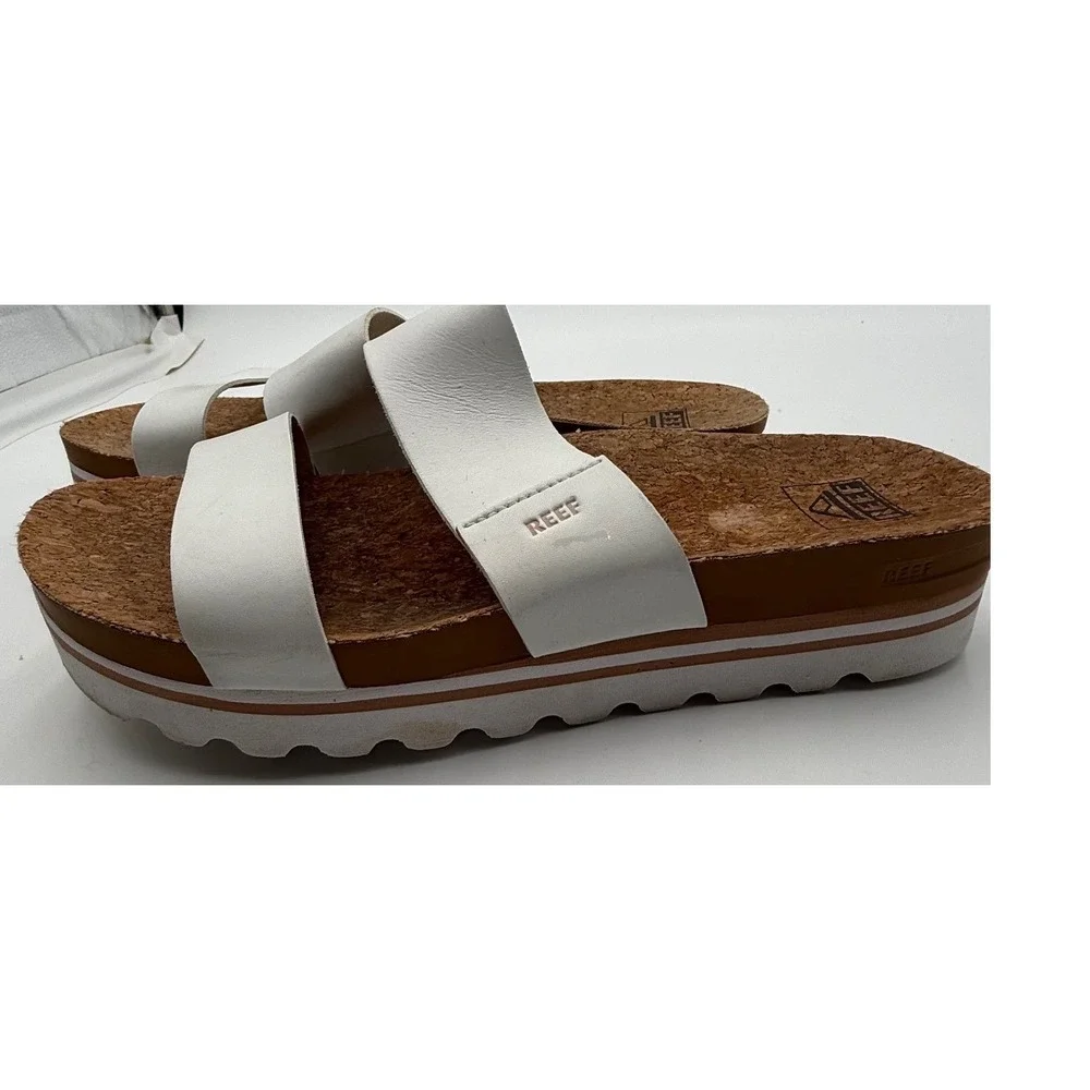 Reef Cushion‎ Vista Hi Platform Sandals White Cork Footbed Size 10